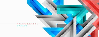 Çizgi zig zag dinamik geometrik soyut arkaplan. Gölge ve ışık efektli renkli çizgiler, çeşitli rotalar konsepti. Duvar kağıdı, bayrak, arkaplan, kart için vektör illüstrasyonu