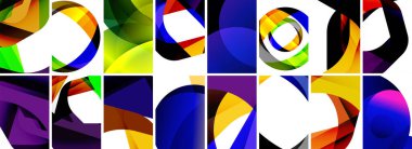 Dalgalar, renkli şekiller ve üç boyutlu gölge efektiyle soyut arkaplan koleksiyonu. Duvar Kağıdı, Sancak, Arkaplan, Kart, Kitap İllüstrasyonu, İniş Sayfası