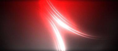 Neon parlayan daire ışınları, karanlıkta ışık saçan yuvarlak çizgiler, gezegen tarzı neon dalga çizgileri. Duvar kağıdı, afiş, arkaplan için enerji yüklü elektrik konsept tasarımı
