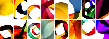 Dalgalar, renkli şekiller ve üç boyutlu gölge efektiyle soyut arkaplan koleksiyonu. Duvar Kağıdı, Sancak, Arkaplan, Kart, Kitap İllüstrasyonu, İniş Sayfası