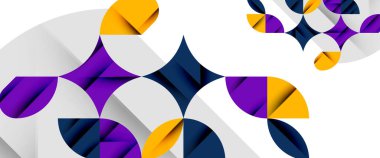 Beyaza asgari geometrik elementler. Yapraklar, yuvarlak üçgenler, yıldızlar.