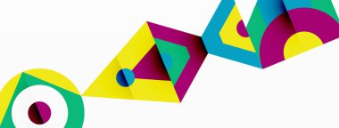 Renkli çember ve soyut üçgen arkaplan. Duvar kağıdı, afiş, sunum, arkaplan şablonu