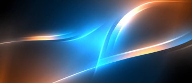 Neon parlayan daire ışınları, karanlıkta ışık saçan yuvarlak çizgiler, gezegen tarzı neon dalga çizgileri. Duvar kağıdı, afiş, arkaplan için enerji yüklü elektrik konsept tasarımı