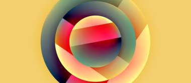 Parlak metal parlayan daireler geometrik arka plan. Asgari soyut kompozisyon. Duvar kağıdı, bayrak, arkaplan, kart, kitap illüstrasyonu için vektör illüstrasyonu, iniş sayfası