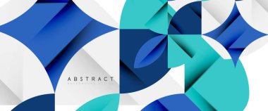 Beyaza asgari geometrik elementler. Yapraklar, yuvarlak üçgenler, yıldızlar.