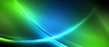 Neon parlayan daire ışınları, karanlıkta ışık saçan yuvarlak çizgiler, gezegen tarzı neon dalga çizgileri. Duvar kağıdı, afiş, arkaplan için enerji yüklü elektrik konsept tasarımı