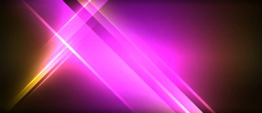 Neon parlayan daire ışınları, karanlıkta ışık saçan yuvarlak çizgiler, gezegen tarzı neon dalga çizgileri. Duvar kağıdı, afiş, arkaplan için enerji yüklü elektrik konsept tasarımı