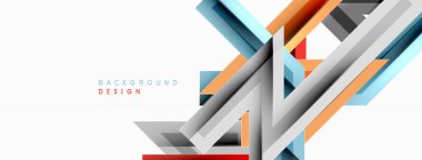 Çizgi zig zag dinamik geometrik soyut arkaplan. Gölge ve ışık efektli renkli çizgiler, çeşitli rotalar konsepti. Duvar kağıdı, bayrak, arkaplan, kart için vektör illüstrasyonu