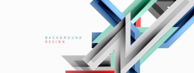 Çizgi zig zag dinamik geometrik soyut arkaplan. Gölge ve ışık efektli renkli çizgiler, çeşitli rotalar konsepti. Duvar kağıdı, bayrak, arkaplan, kart için vektör illüstrasyonu