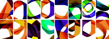 Dalgalar, renkli şekiller ve üç boyutlu gölge efektiyle soyut arkaplan koleksiyonu. Duvar Kağıdı, Sancak, Arkaplan, Kart, Kitap İllüstrasyonu, İniş Sayfası