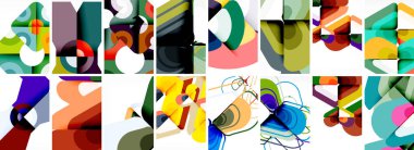 Rengarenk çember geometrik posterler ya da soyut arkaplanlar. Duvar Kağıdı, Sancak, Arkaplan, Kart, Kitap İllüstrasyonu, İniş Sayfası