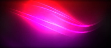 Neon parlayan daire ışınları, karanlıkta ışık saçan yuvarlak çizgiler, gezegen tarzı neon dalga çizgileri. Duvar kağıdı, afiş, arkaplan için enerji yüklü elektrik konsept tasarımı