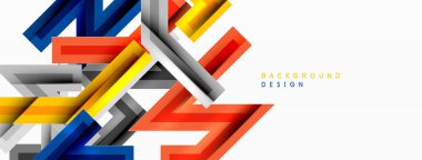 Çizgi zig zag dinamik geometrik soyut arkaplan. Gölge ve ışık efektli renkli çizgiler, çeşitli rotalar konsepti. Duvar kağıdı, bayrak, arkaplan, kart için vektör illüstrasyonu