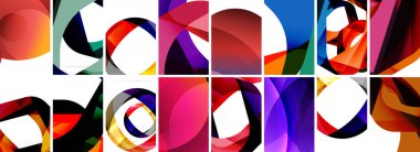 Dalgalar, renkli şekiller ve üç boyutlu gölge efektiyle soyut arkaplan koleksiyonu. Duvar Kağıdı, Sancak, Arkaplan, Kart, Kitap İllüstrasyonu, İniş Sayfası