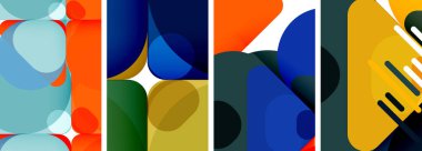 Duvar kağıdı, kartvizit, kapak, poster, afiş, broşür, başlık, web sitesi için renkli parlak geometrik soyut kompozisyonlar