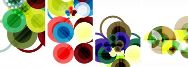 Soyut çember poster setiyle geometrik zarafet dünyası. Çemberler şekiller ve renkler senfonisiyle sarmalanır. Tasarımınız için çağdaş bir görsel ziyafet sunar.