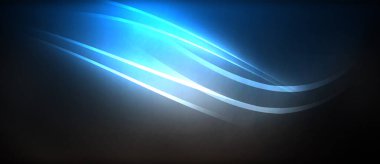 Neon parlayan daire ışınları, karanlıkta ışık saçan yuvarlak çizgiler, gezegen tarzı neon dalga çizgileri. Duvar kağıdı, afiş, arkaplan için enerji yüklü elektrik konsept tasarımı