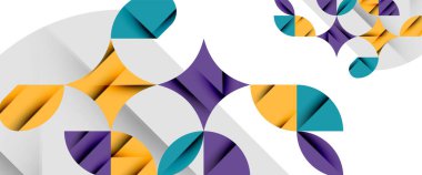 Beyaza asgari geometrik elementler. Yapraklar, yuvarlak üçgenler, yıldızlar.