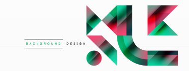Kareli, üçgenli, daireli geometrik arkaplan. Şekiller uyumlu bir şekilde etkileşir, dijital tasarımlar, sunumlar, web sitesi afişleri, sosyal medya iletileri için görsel olarak çarpıcı bir tasarım oluşturur