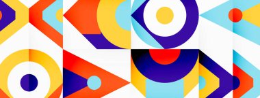 Renkli çember ve soyut üçgen arkaplan. Duvar kağıdı, afiş, sunum, arkaplan şablonu