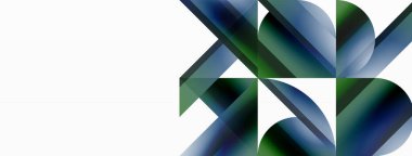 Canlı eğimli üçgenler ve beyaz üzerinde daireler. Dijital tasarımlar, sunumlar, web sitesi afişleri, sosyal medya paylaşımları için şekillerin büyüleyici birleşimi