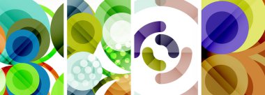 Soyut çember poster setiyle geometrik zarafet dünyası. Çemberler şekiller ve renkler senfonisiyle sarmalanır. Tasarımınız için çağdaş bir görsel ziyafet sunar.