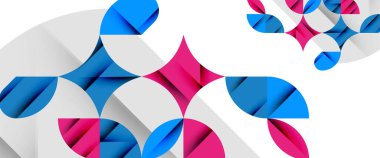 Beyaza asgari geometrik elementler. Yapraklar, yuvarlak üçgenler, yıldızlar.