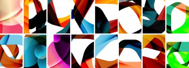 Dalgalar, renkli şekiller ve üç boyutlu gölge efektiyle soyut arkaplan koleksiyonu. Duvar Kağıdı, Sancak, Arkaplan, Kart, Kitap İllüstrasyonu, İniş Sayfası