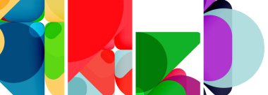 Duvar kağıdı, kartvizit, kapak, poster, afiş, broşür, başlık, web sitesi için renkli parlak geometrik soyut kompozisyonlar