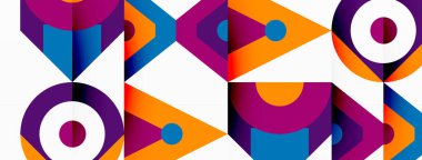 Renkli çember ve soyut üçgen arkaplan. Duvar kağıdı, afiş, sunum, arkaplan şablonu