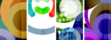 Soyut çember poster setiyle geometrik zarafet dünyası. Çemberler şekiller ve renkler senfonisiyle sarmalanır. Tasarımınız için çağdaş bir görsel ziyafet sunar.