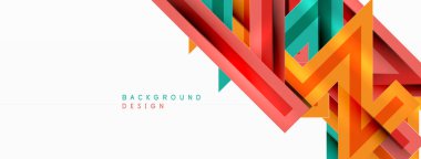 Çizgi zig zag dinamik geometrik soyut arkaplan. Gölge ve ışık efektli renkli çizgiler, çeşitli rotalar konsepti. Duvar kağıdı, bayrak, arkaplan, kart için vektör illüstrasyonu