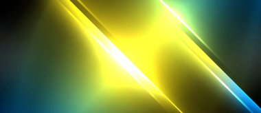 Neon dinamik köşegen ışık ışınları arka planı. Duvar kağıdı, bayrak, sunum, arkaplan için tekno dijital geometrik konsept tasarımı