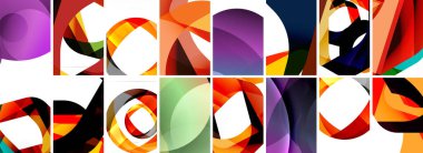 Dalgalar, renkli şekiller ve üç boyutlu gölge efektiyle soyut arkaplan koleksiyonu. Duvar Kağıdı, Sancak, Arkaplan, Kart, Kitap İllüstrasyonu, İniş Sayfası