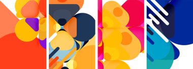 Duvar kağıdı, kartvizit, kapak, poster, afiş, broşür, başlık, web sitesi için renkli parlak geometrik soyut kompozisyonlar