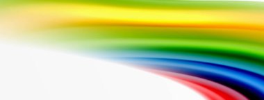 Gökkuşağı rengi ipekten bulanık arka plan beyaz, göz kamaştırıcı bir şekilde canlı arkaplan. Göz kamaştırıcı renk karışımı gökkuşağını, ipeksi ve zarif dalgalı deseni anımsatıyor.