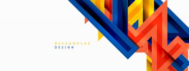 Çizgi zig zag dinamik geometrik soyut arkaplan. Gölge ve ışık efektli renkli çizgiler, çeşitli rotalar konsepti. Duvar kağıdı, bayrak, arkaplan, kart için vektör illüstrasyonu