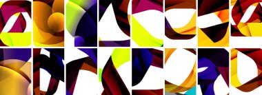 Dalgalar, renkli şekiller ve üç boyutlu gölge efektiyle soyut arkaplan koleksiyonu. Duvar Kağıdı, Sancak, Arkaplan, Kart, Kitap İllüstrasyonu, İniş Sayfası