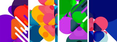 Duvar kağıdı, kartvizit, kapak, poster, afiş, broşür, başlık, web sitesi için renkli parlak geometrik soyut kompozisyonlar