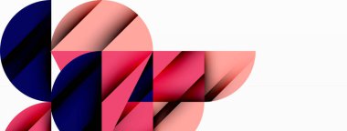 Çember, kare ve çiçek yapraklı geometrik arkaplan. Duvar kağıdı, pankart, arkaplan veya iniş için yuvarlak şekiller