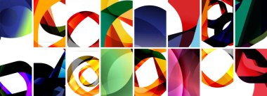 Dalgalar, renkli şekiller ve üç boyutlu gölge efektiyle soyut arkaplan koleksiyonu. Duvar Kağıdı, Sancak, Arkaplan, Kart, Kitap İllüstrasyonu, İniş Sayfası