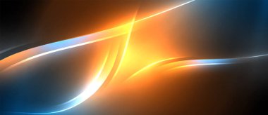 Neon parlayan daire ışınları, karanlıkta ışık saçan yuvarlak çizgiler, gezegen tarzı neon dalga çizgileri. Duvar kağıdı, afiş, arkaplan için enerji yüklü elektrik konsept tasarımı