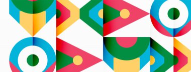 Renkli çember ve soyut üçgen arkaplan. Duvar kağıdı, afiş, sunum, arkaplan şablonu