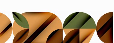 Çember, kare ve çiçek yapraklı geometrik arkaplan. Duvar kağıdı, pankart, arkaplan veya iniş için yuvarlak şekiller