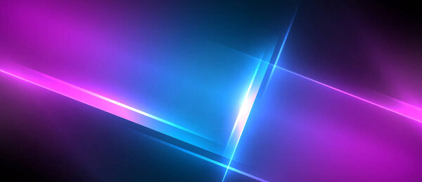 Neon dynamic diagonal light rays background. Techno digital geometric concept design for wallpaper, banner, presentation, background