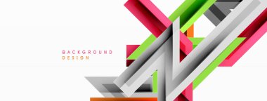 Çizgi zig zag dinamik geometrik soyut arkaplan. Gölge ve ışık efektli renkli çizgiler, çeşitli rotalar konsepti. Duvar kağıdı, bayrak, arkaplan, kart için vektör illüstrasyonu