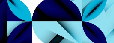 Çember, kare ve çiçek yapraklı geometrik arkaplan. Duvar kağıdı, pankart, arkaplan veya iniş için yuvarlak şekiller