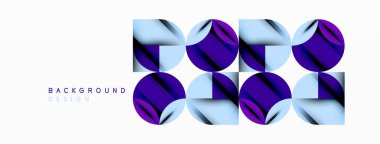 Çember, kare ve çiçek yapraklı geometrik arkaplan. Duvar kağıdı, pankart, arkaplan veya iniş için yuvarlak şekiller