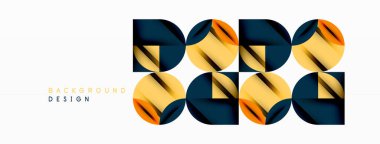 Çember, kare ve çiçek yapraklı geometrik arkaplan. Duvar kağıdı, pankart, arkaplan veya iniş için yuvarlak şekiller