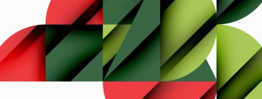 Çember, kare ve çiçek yapraklı geometrik arkaplan. Duvar kağıdı, pankart, arkaplan veya iniş için yuvarlak şekiller
